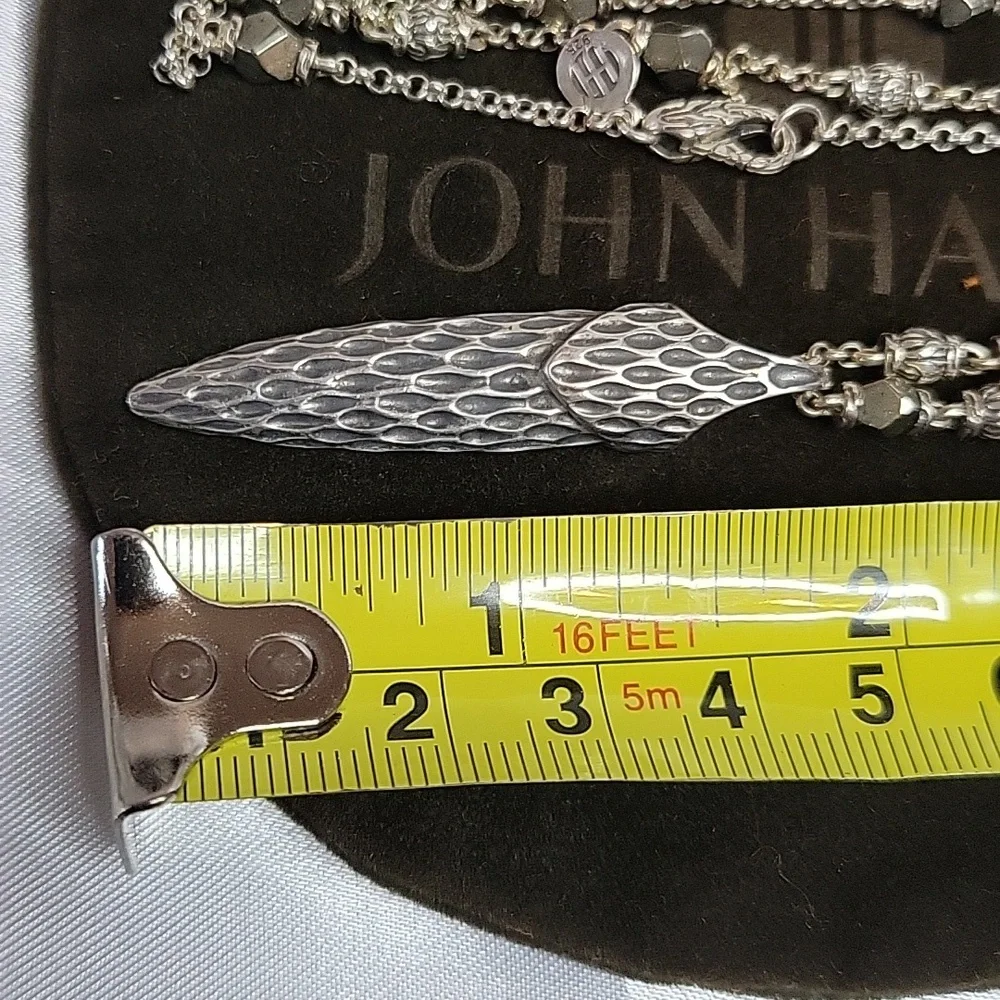 John Hardy Naga Silver Pendant & Pyrite Necklace - Picture 11 of 12